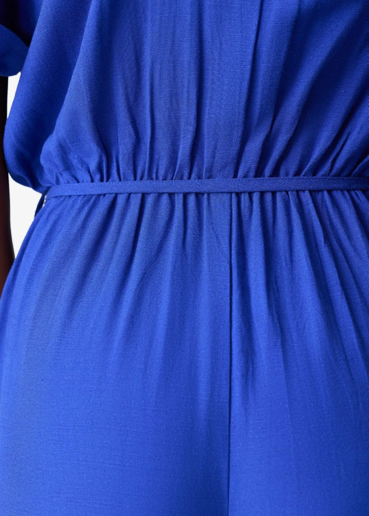 Alheri Women’s African Linen Blend Button Front Jumpsuit (Cobalt) sold by D'iyanu product image thumbnail 3