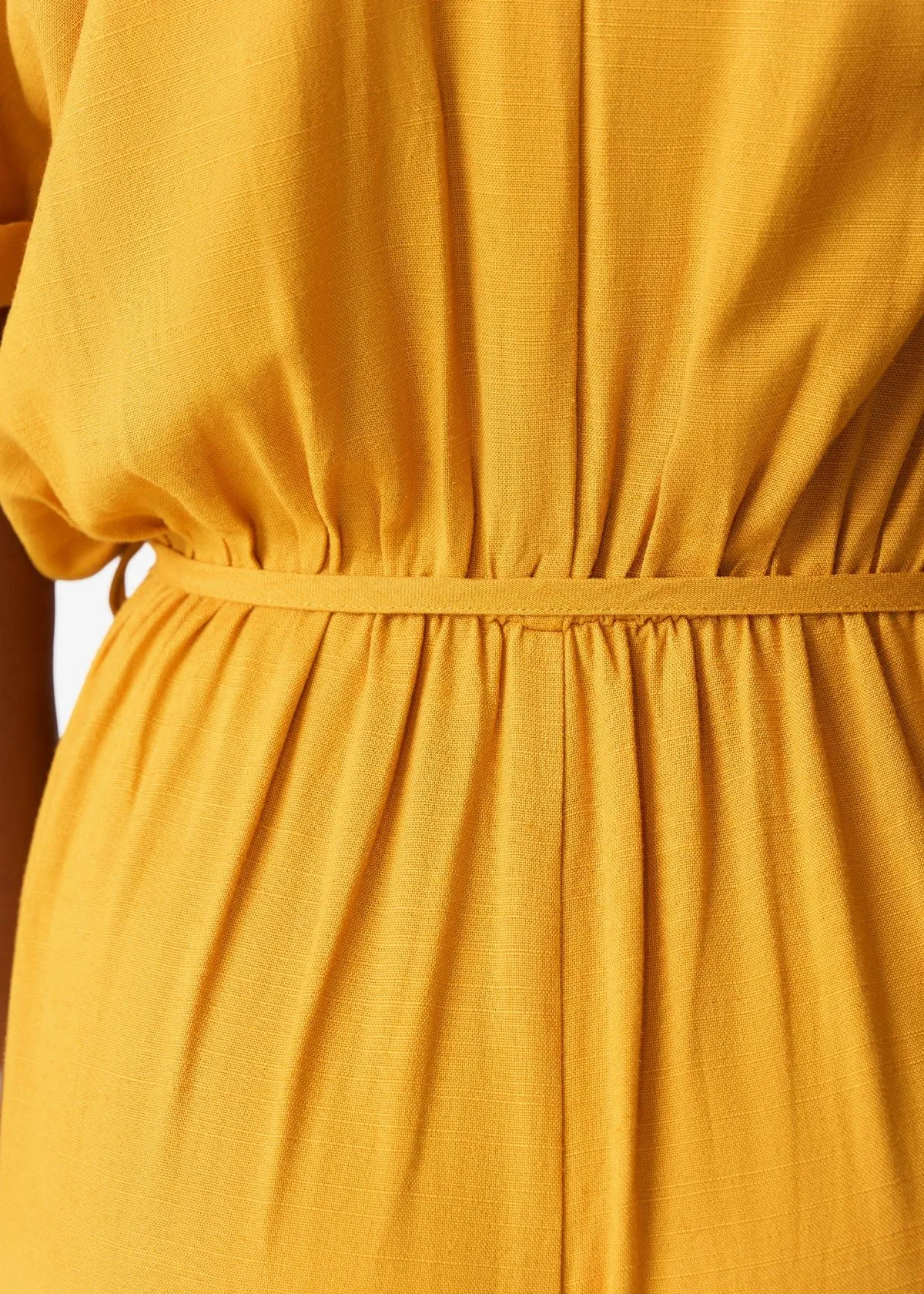 Alheri Women’s African Linen Blend Button Front Jumpsuit (Gold) sold by D'iyanu product image thumbnail 5