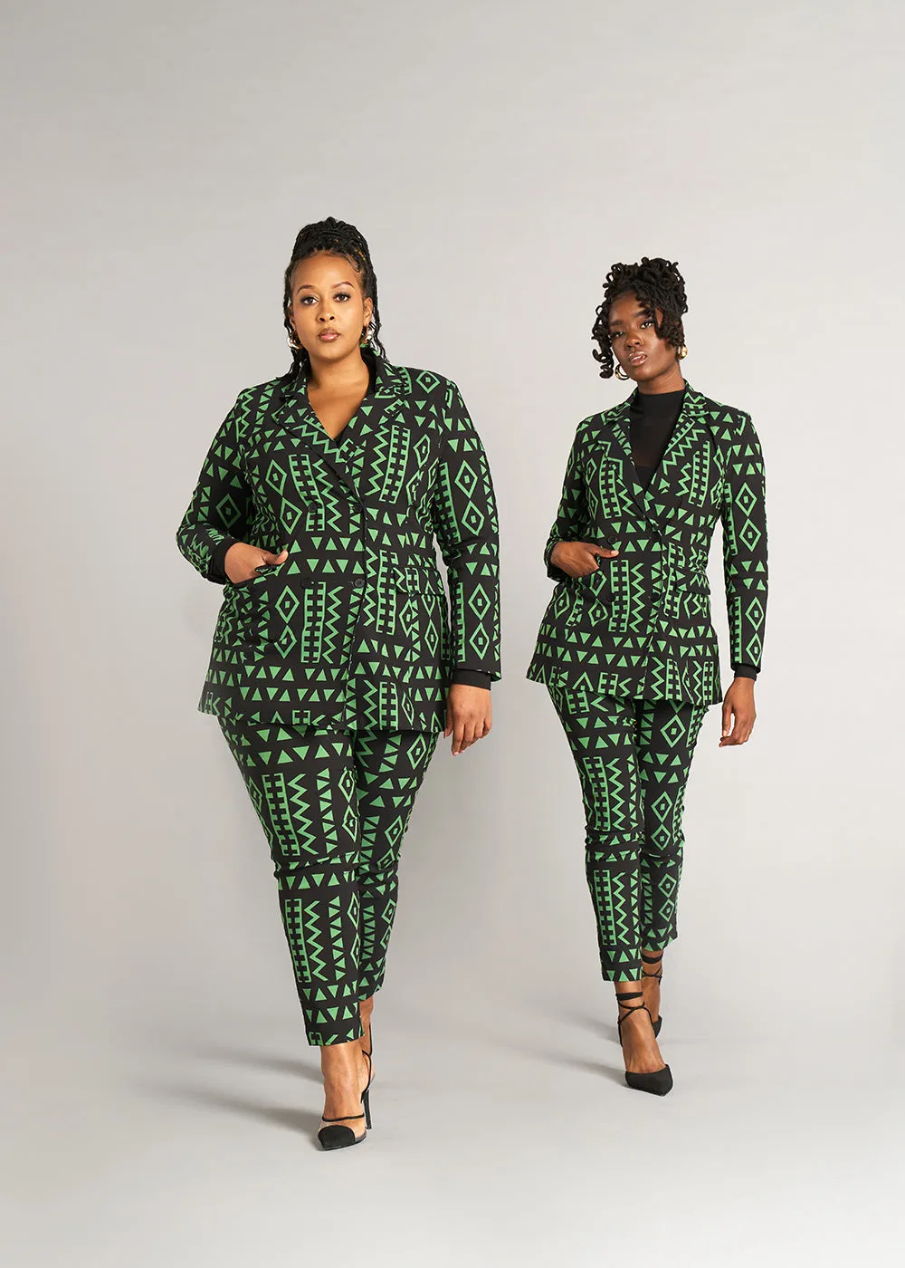 Uyai Women's African Print Stretch Blazer (Moss Black Geometric) - Clearance sold by D'iyanu product image thumbnail 5