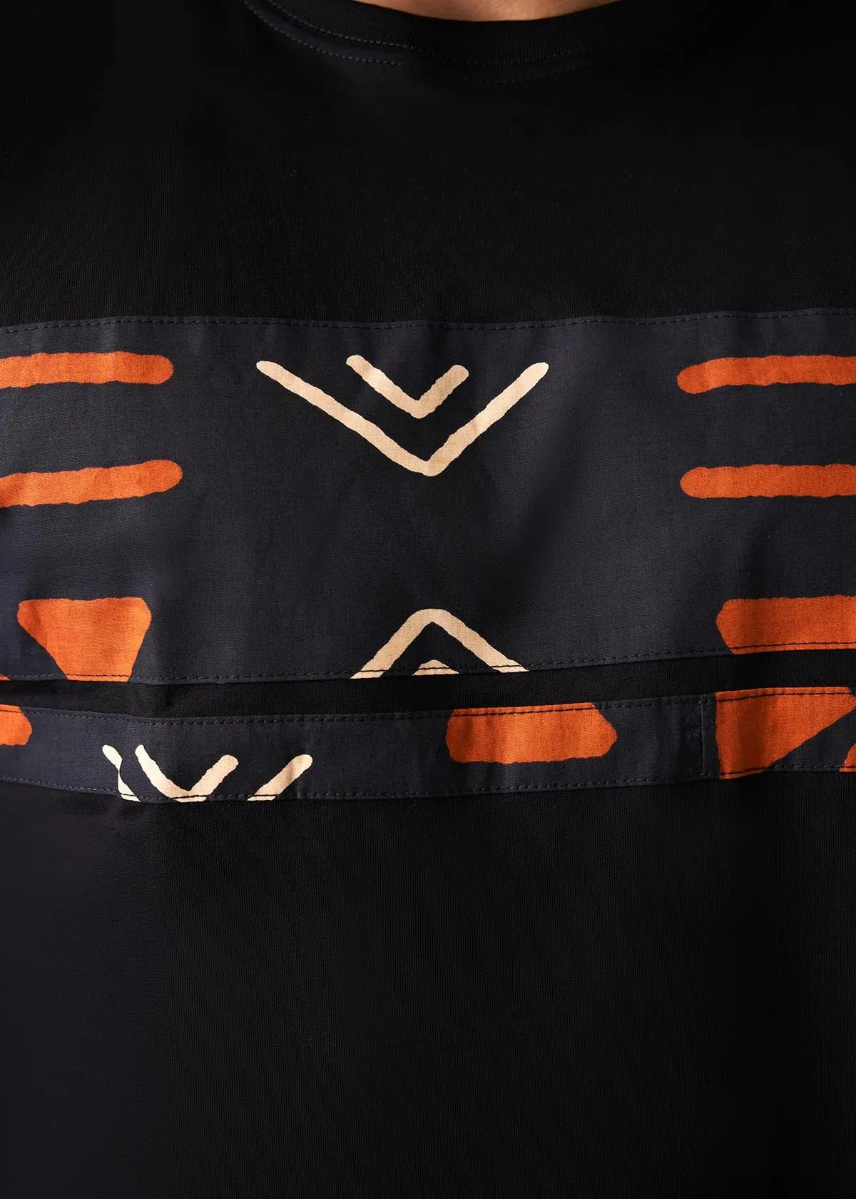 Ore Men's African Print Long Sleeve T-shirt (Black/Natural Mudcloth) sold by D'iyanu product image thumbnail 4