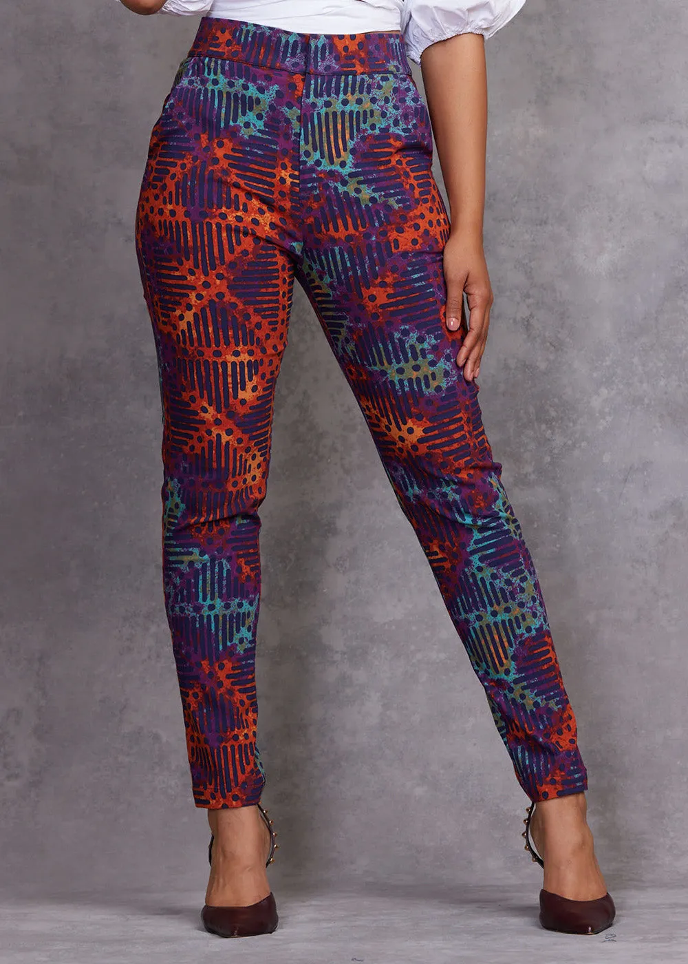 Talia Women's African Print Stretch Pants (Jade Amber Adire) sold by D'iyanu