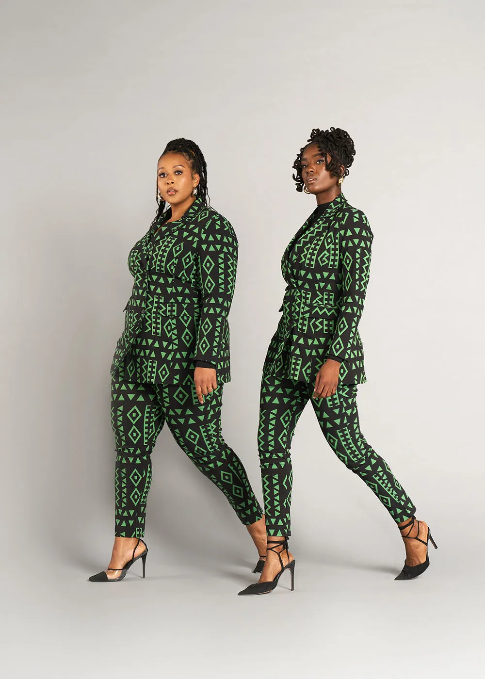 Talia Women's African Print Stretch Pants (Moss Black Geometric) - Clearance sold by D'iyanu product image thumbnail 5