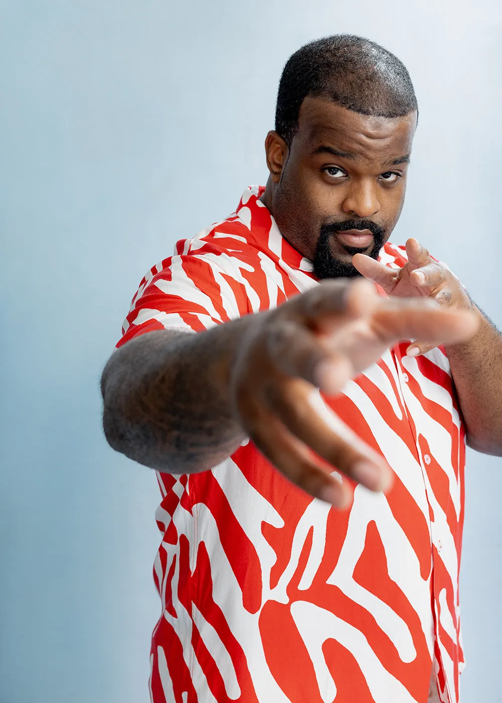 Malik Men's African Print Button-Up Shirt (Deep Orange Zebra Abstract) sold by D'iyanu product image thumbnail 4