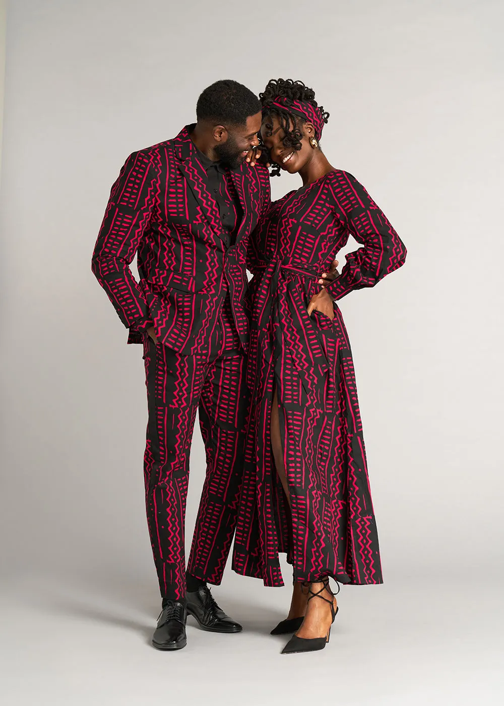 Abiba Women's African Print Maxi Dress (Black Magenta Tribal) - Clearance sold by D'iyanu product image thumbnail 3