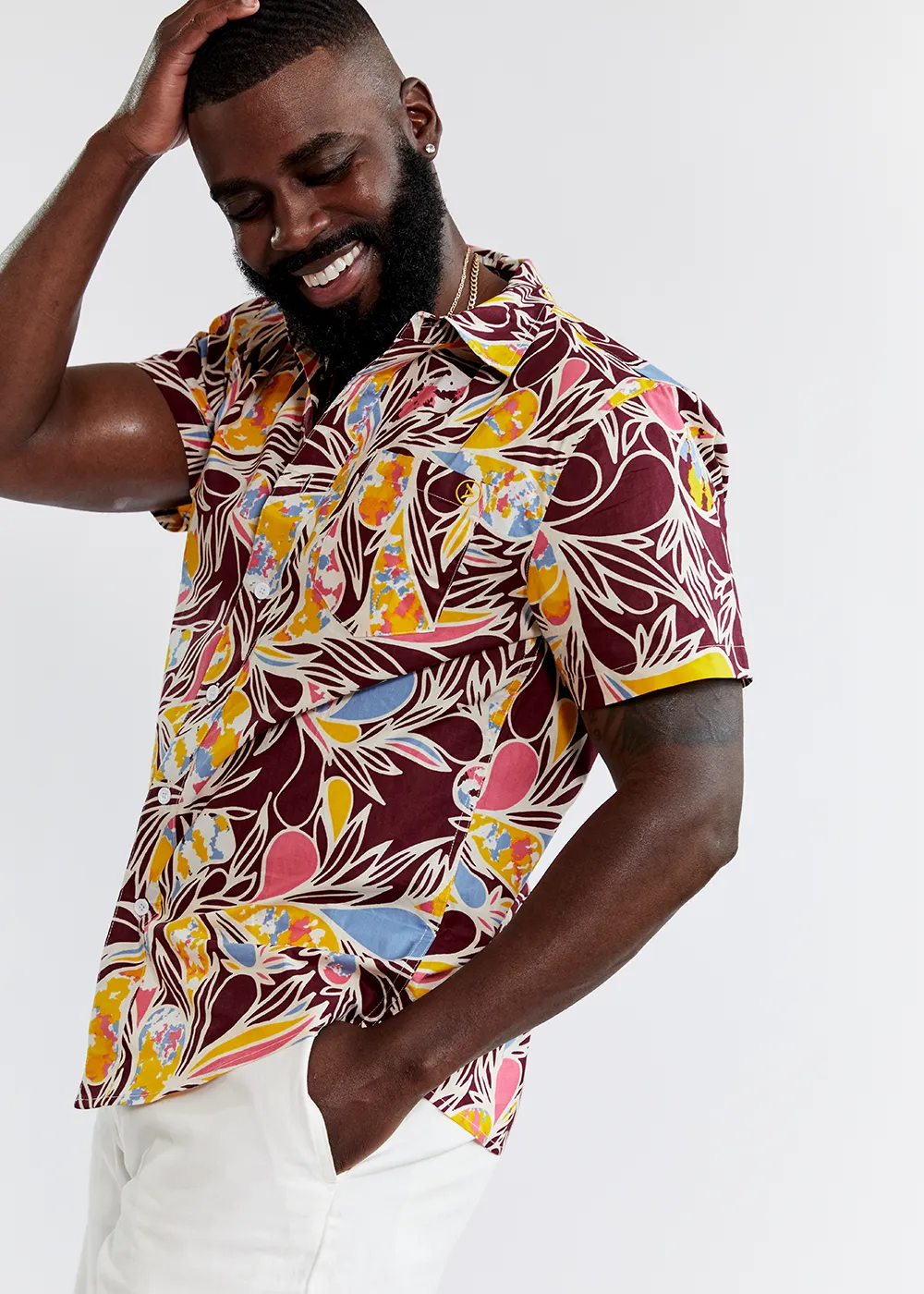 Keyon African Print Button-Up Shirt (Tropical Paisley) - Final Sale sold by D'iyanu