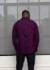 Chane Men's African Print Button-Up Shirt (Berry Zebra Abstract) - Clearance sold by D'iyanu