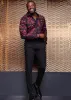 Chane Men's African Print Button-Up Shirt (Black Peach Tribal) sold by D'iyanu