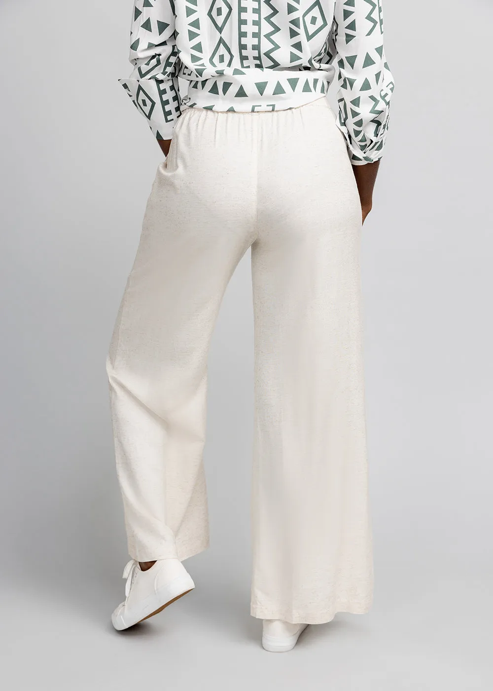 Nahema Women's Wide Leg Linen Blend Pants (Sand) sold by D'iyanu product image thumbnail 5