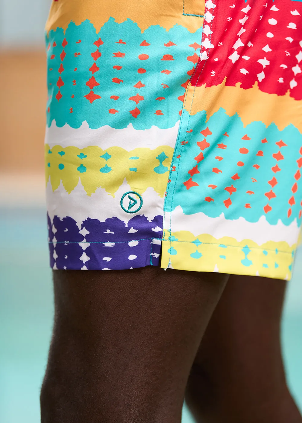 Safari Men's African Print Swim Trunks (Rainbow Punch Adire) - Clearance sold by D'iyanu product image thumbnail 3