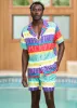 Safari Men's African Print Swim Trunks (Rainbow Punch Adire) - Clearance sold by D'iyanu