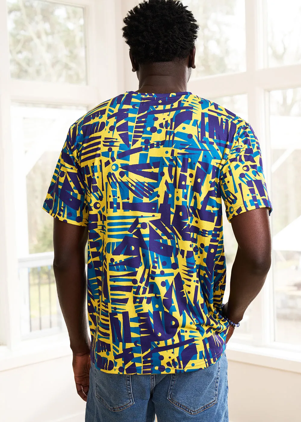 Edalo Men's African Print Active T-Shirt (Neon Tropical Stamp) - Clearance sold by D'iyanu product image thumbnail 5