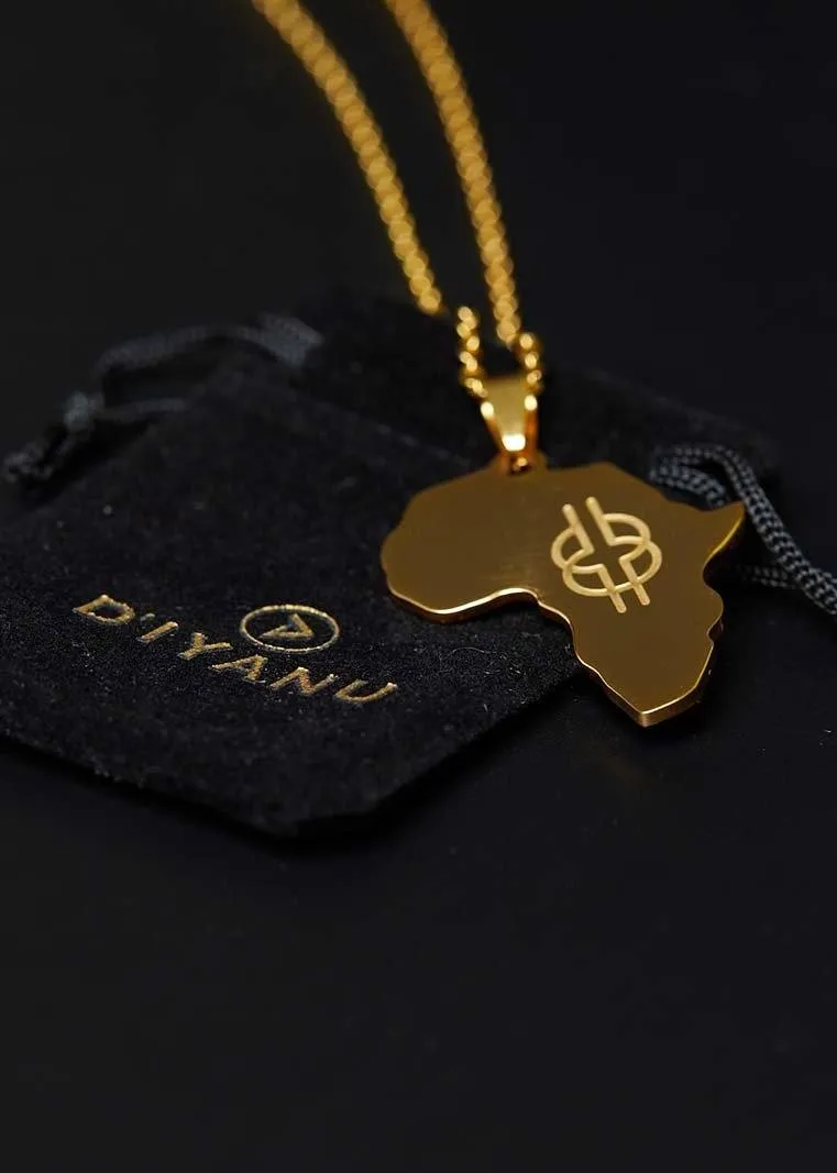 Adinkra Africa Map Gold Necklace- Wisdom Knot Symbol sold by D'iyanu product image thumbnail 3