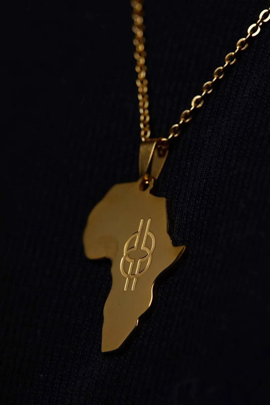 Adinkra Africa Map Gold Necklace- Wisdom Knot Symbol sold by D'iyanu product image thumbnail 2