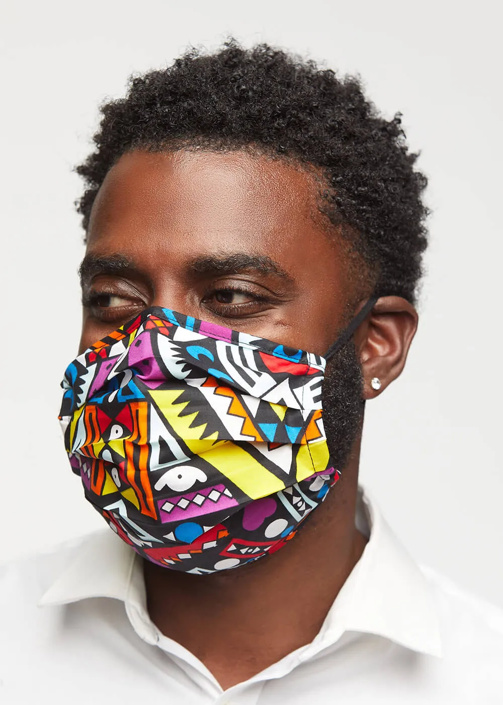 Uzo African Print 2 Layer Reusable Face Mask (Yellow Purple Tribal)-Clearance sold by D'iyanu