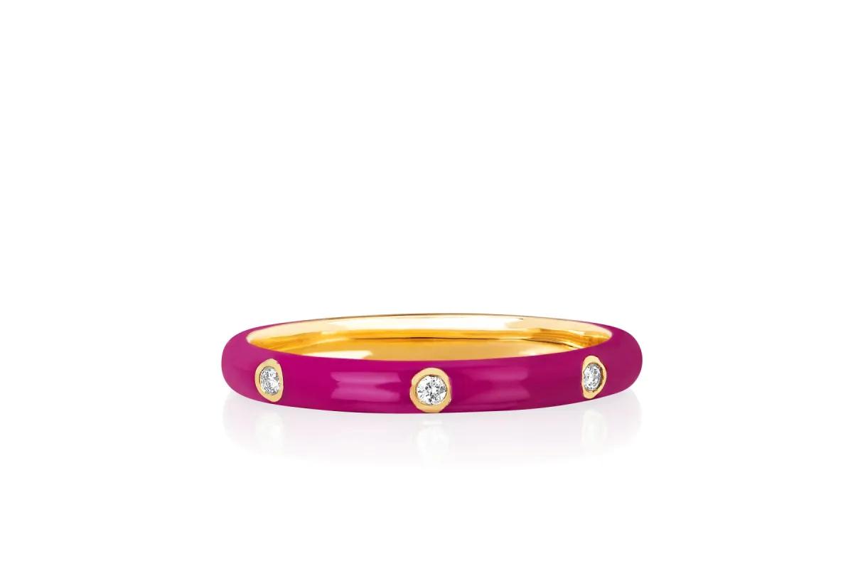 3 Diamond & Berry Enamel Stack Ring sold by EF Collection