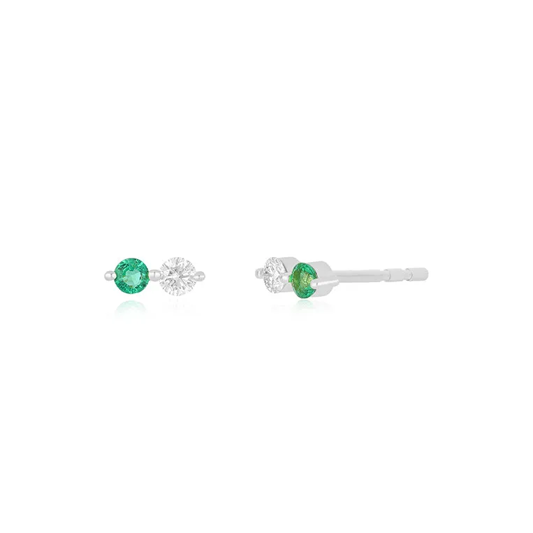 Diamond & Emerald Double Stud Earring sold by EF Collection product image thumbnail 4