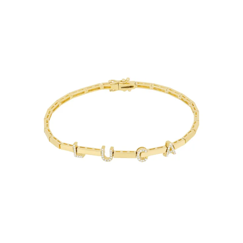 Gold & Diamond Name Eternity Bracelet sold by EF Collection