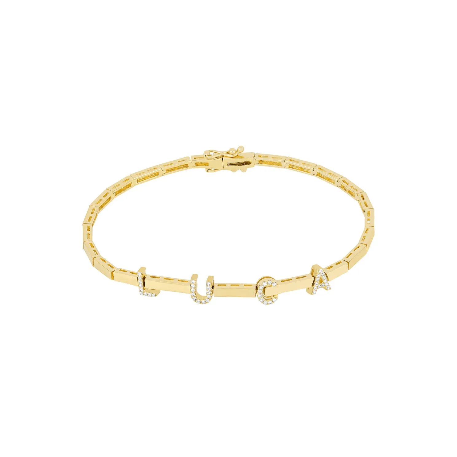 Gold & Diamond Name Eternity Bracelet sold by EF Collection