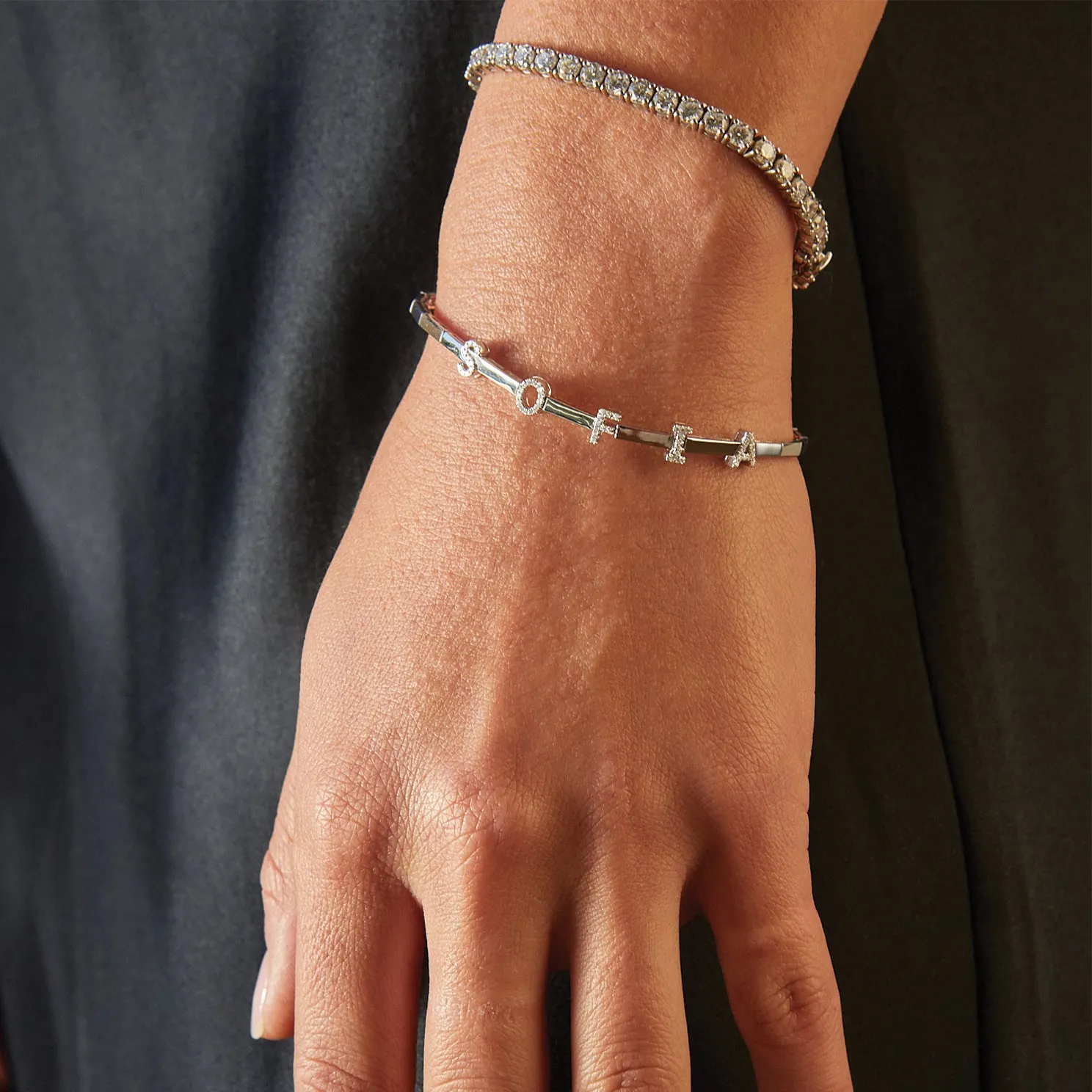 Gold & Diamond Name Eternity Bracelet sold by EF Collection product image thumbnail 2