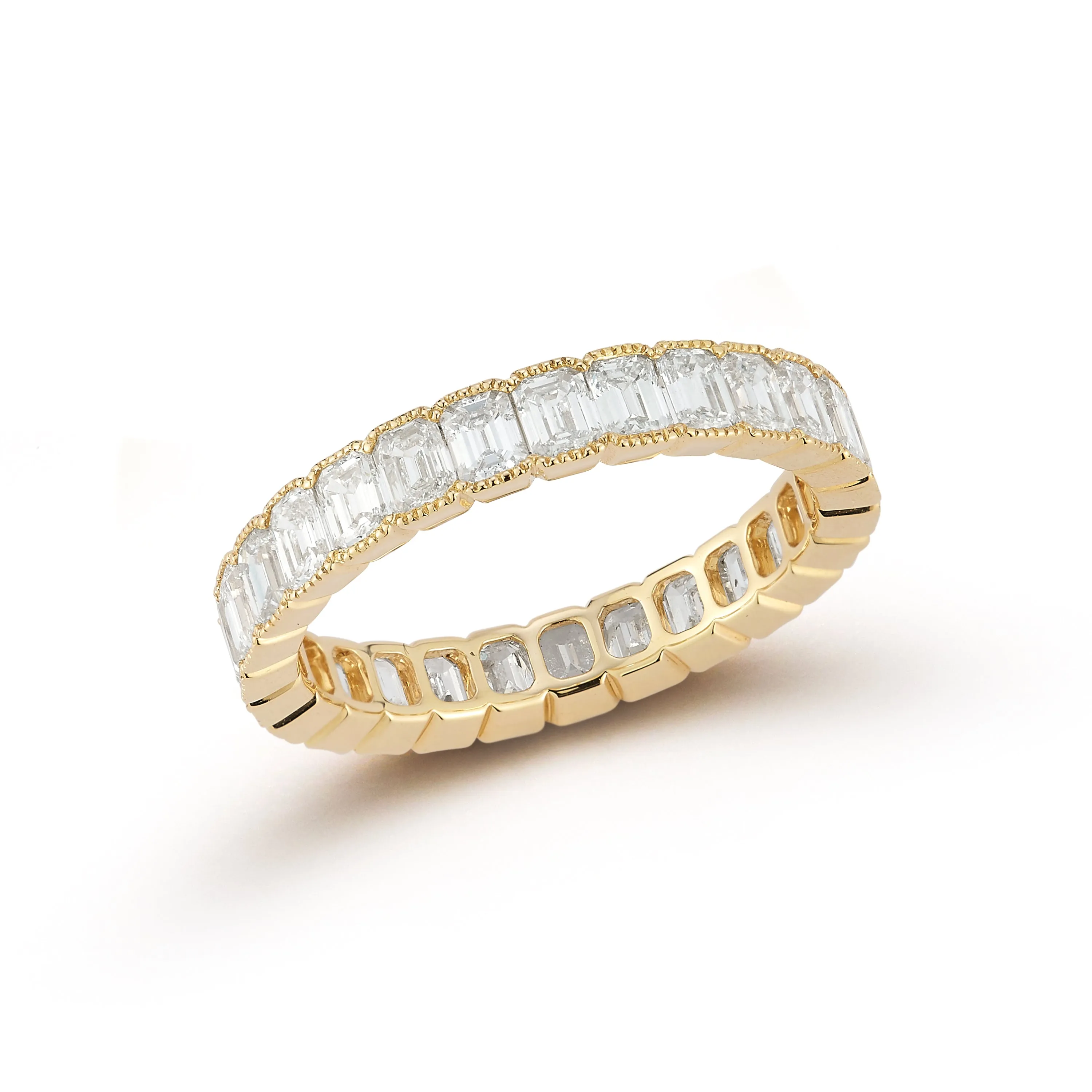 Emerald Cut Beaded Bezel Eternity Band sold by EF Collection product image thumbnail 3