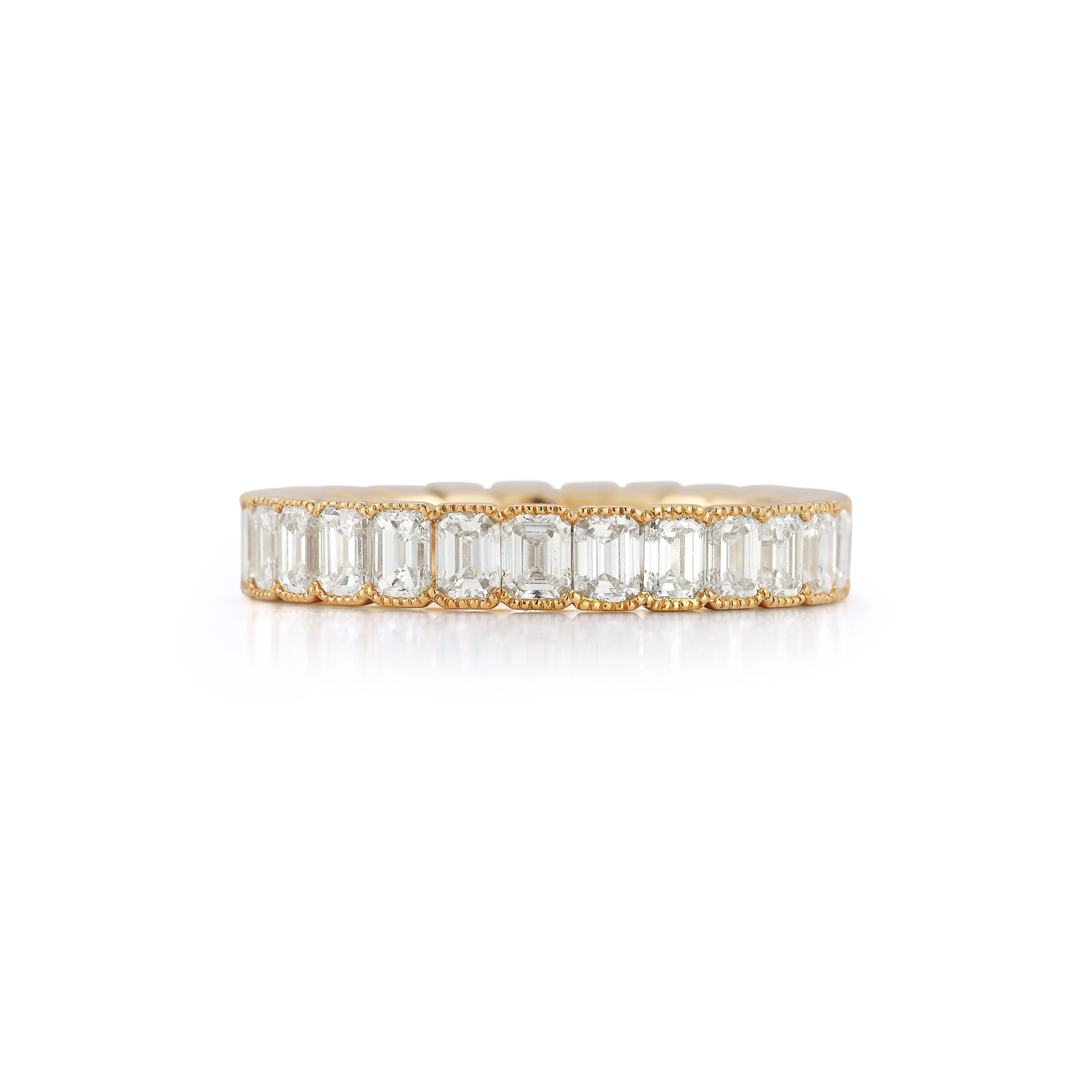 Emerald Cut Beaded Bezel Eternity Band sold by EF Collection