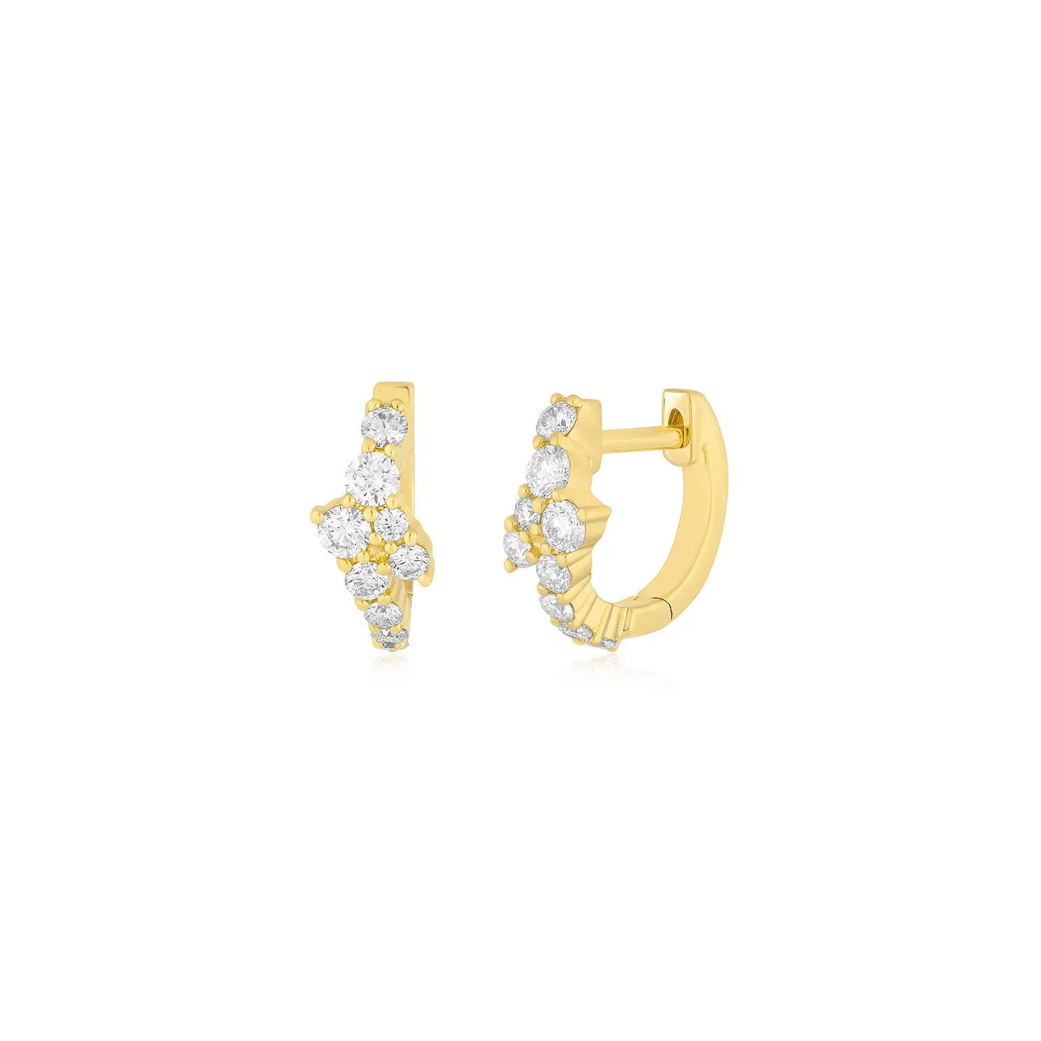 Diamond Cluster Mini Huggie Earring sold by EF Collection