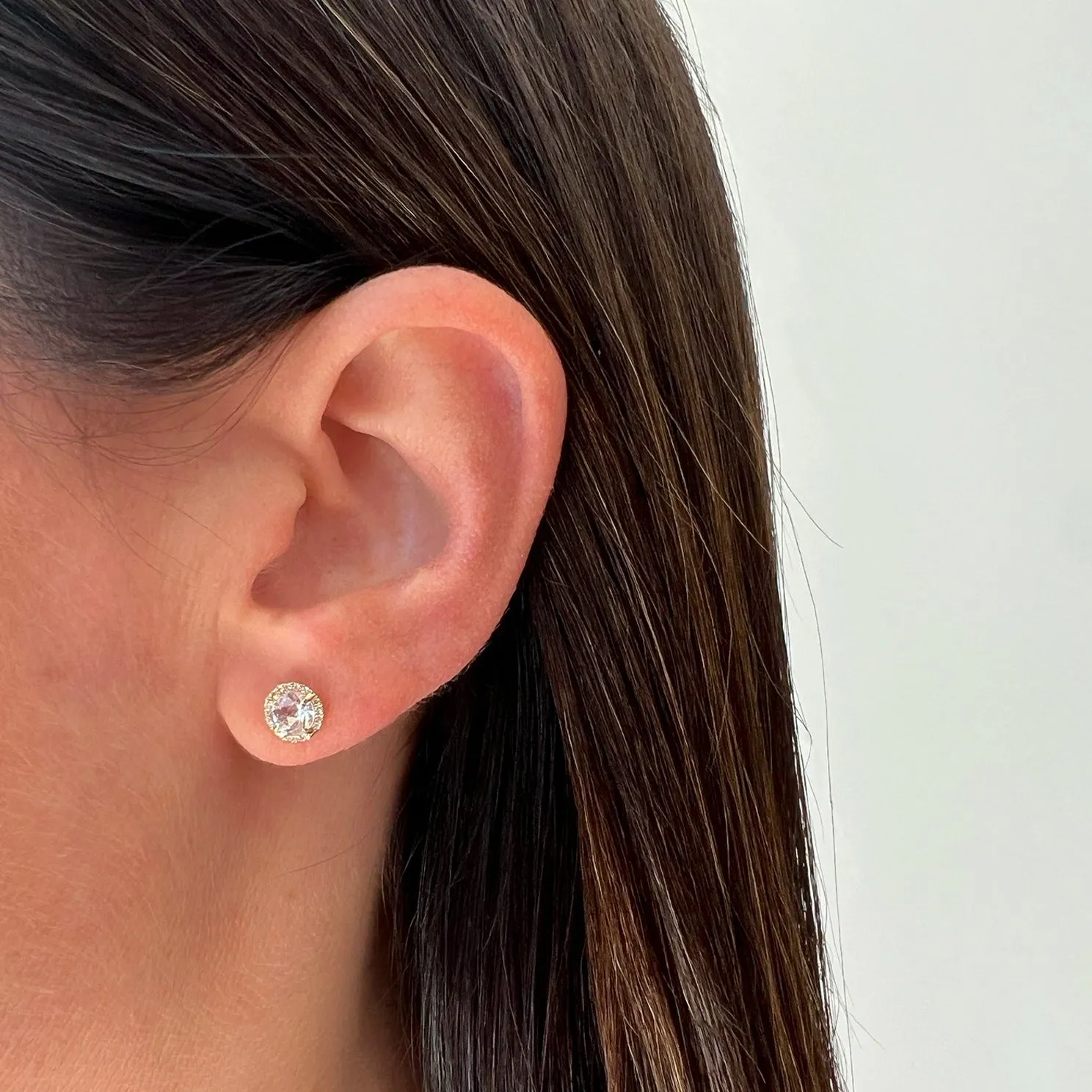 Diamond & White Quartz Stud Earrings sold by EF Collection product image thumbnail 2