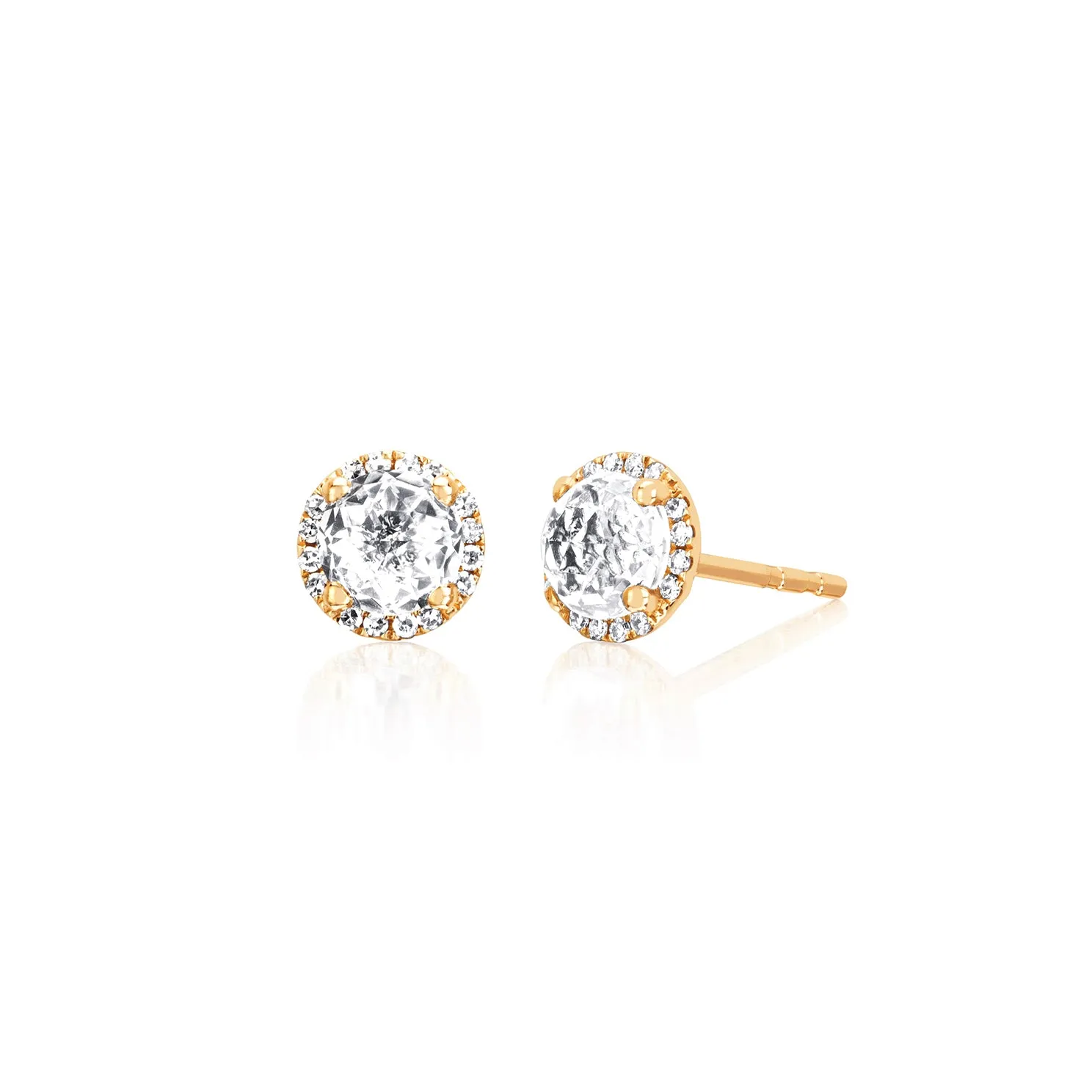 Diamond & White Quartz Stud Earrings sold by EF Collection product image thumbnail 3