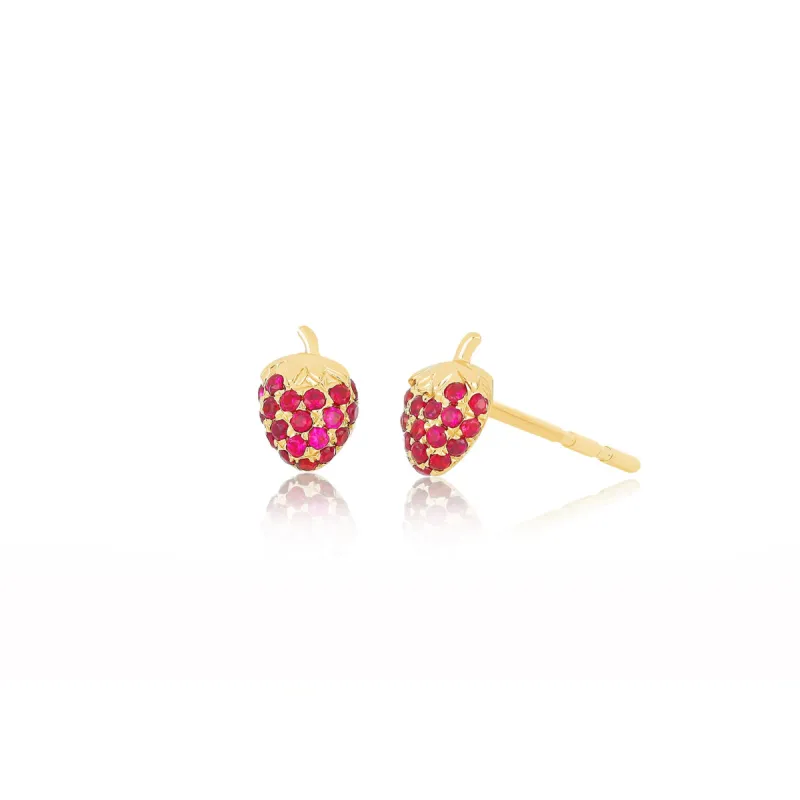 Ruby Mini Strawberry Stud Earring sold by EF Collection