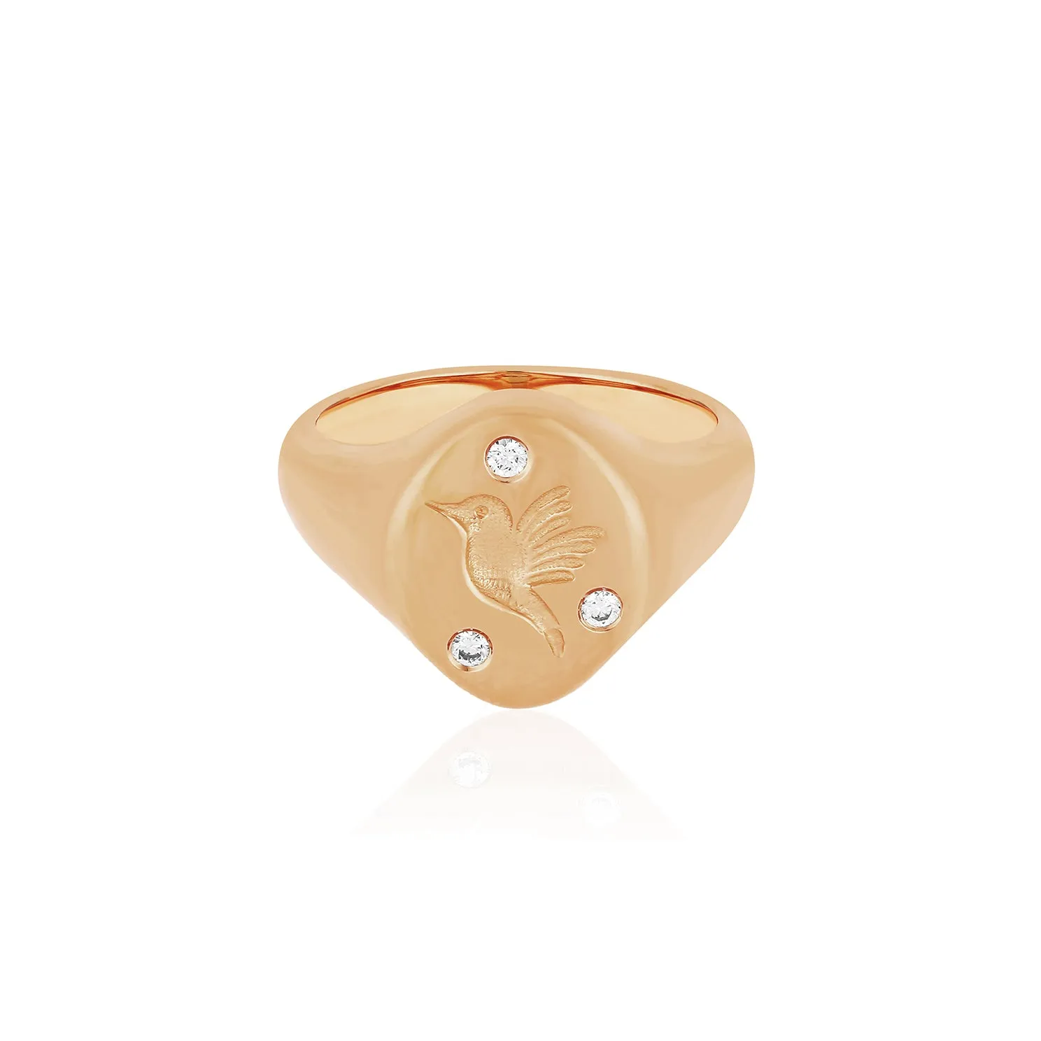 Diamond Hummingbird Signet Ring sold by EF Collection product image thumbnail 3
