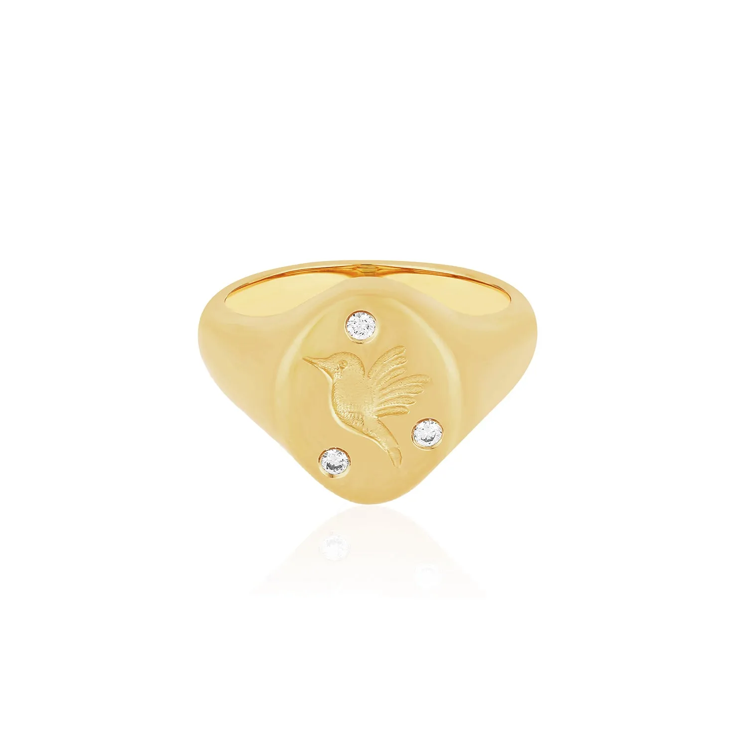 Diamond Hummingbird Signet Ring sold by EF Collection