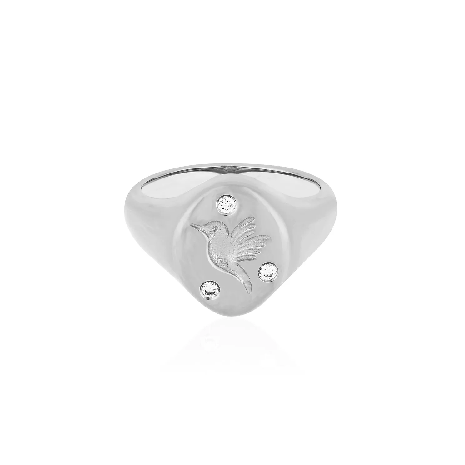 Diamond Hummingbird Signet Ring sold by EF Collection product image thumbnail 4