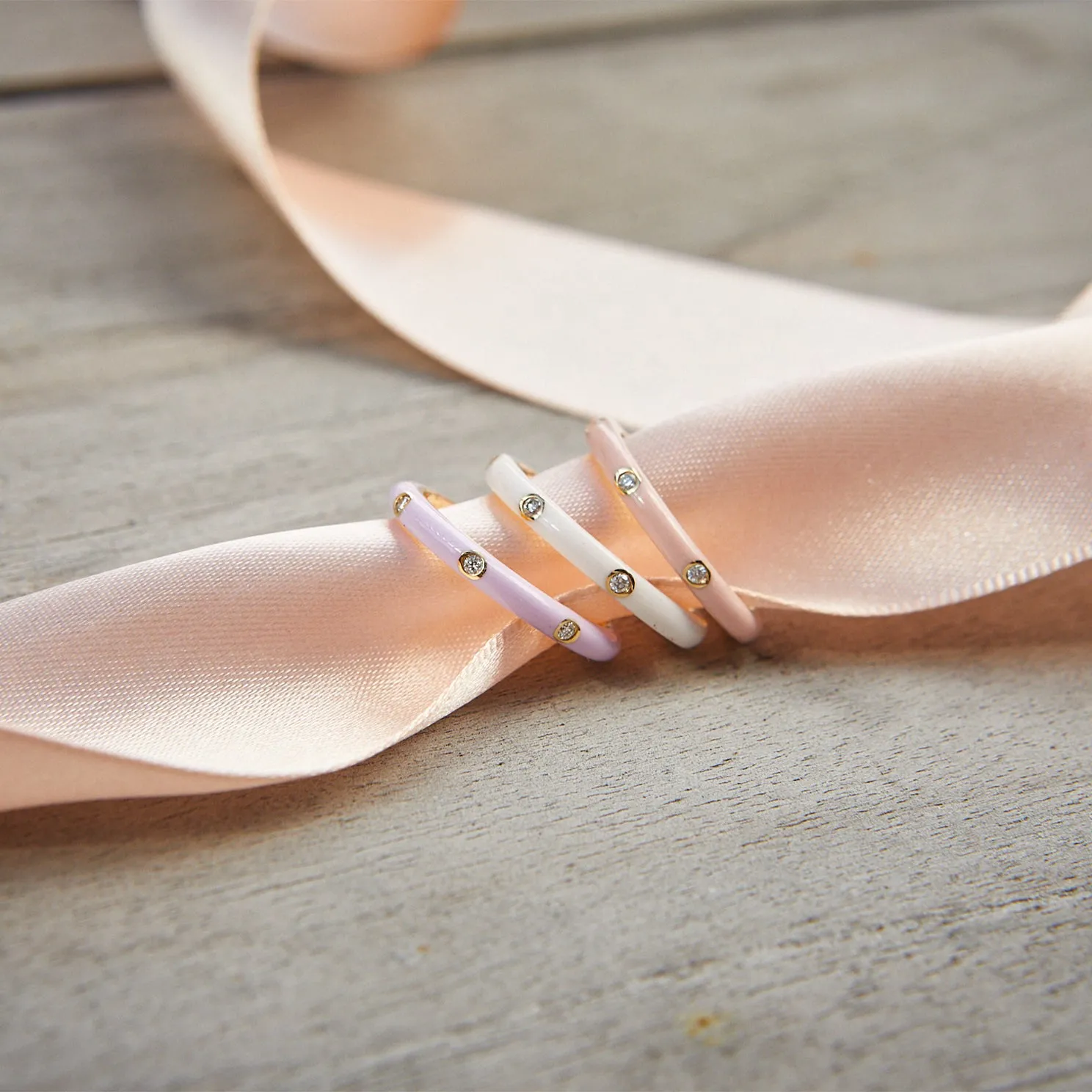 3 Diamond & Blush Enamel Stack Ring sold by EF Collection product image thumbnail 4