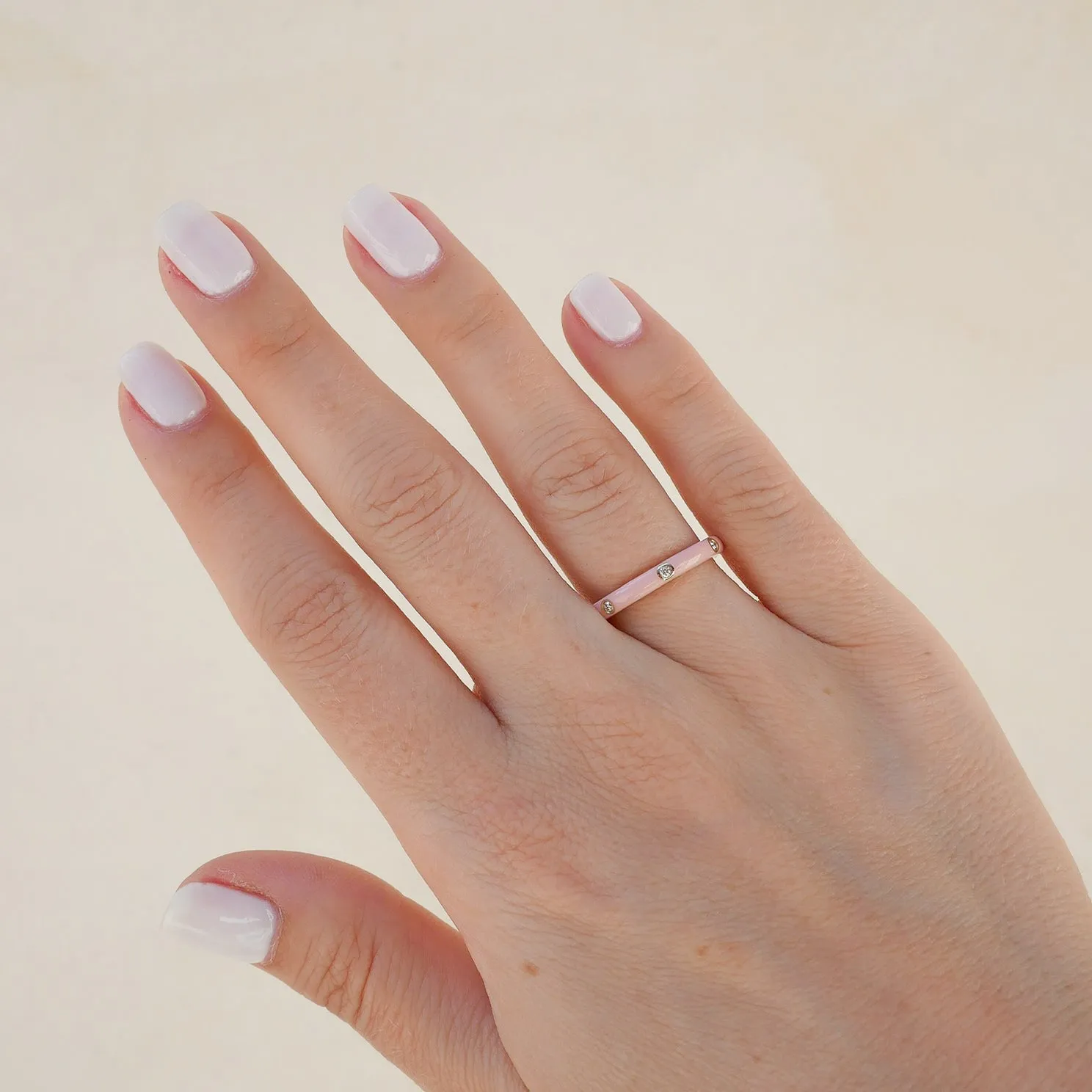 3 Diamond & Blush Enamel Stack Ring sold by EF Collection product image thumbnail 2