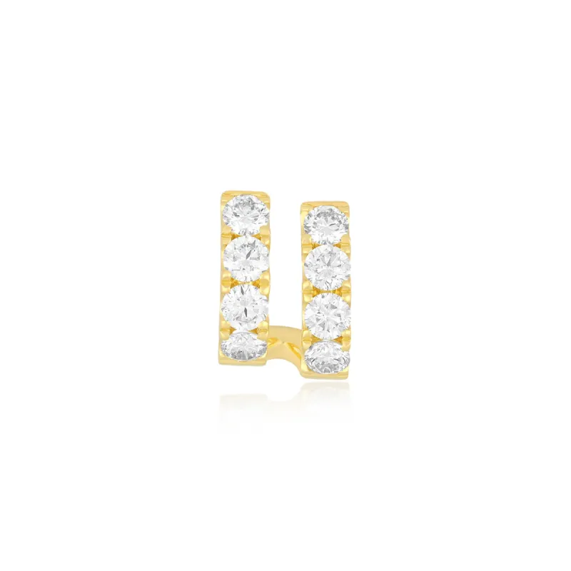Single Jumbo Double Diamond Mini Huggie Earring sold by EF Collection
