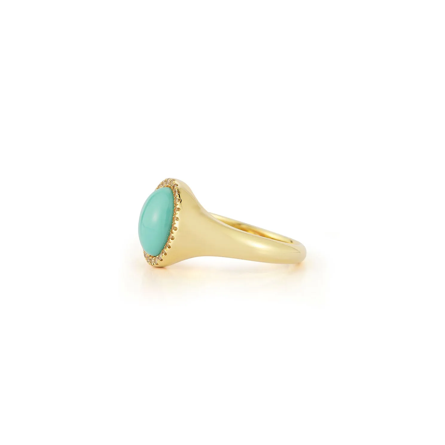 Diamond & Turquoise Cabochon Signet Ring sold by EF Collection product image thumbnail 3