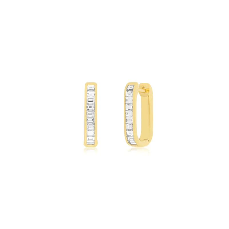 Diamond Baguette Jumbo Lola Hoop Earring sold by EF Collection