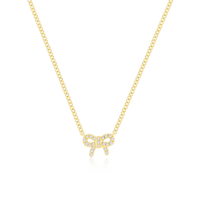 Diamond Mini Bow Necklace sold by EF Collection