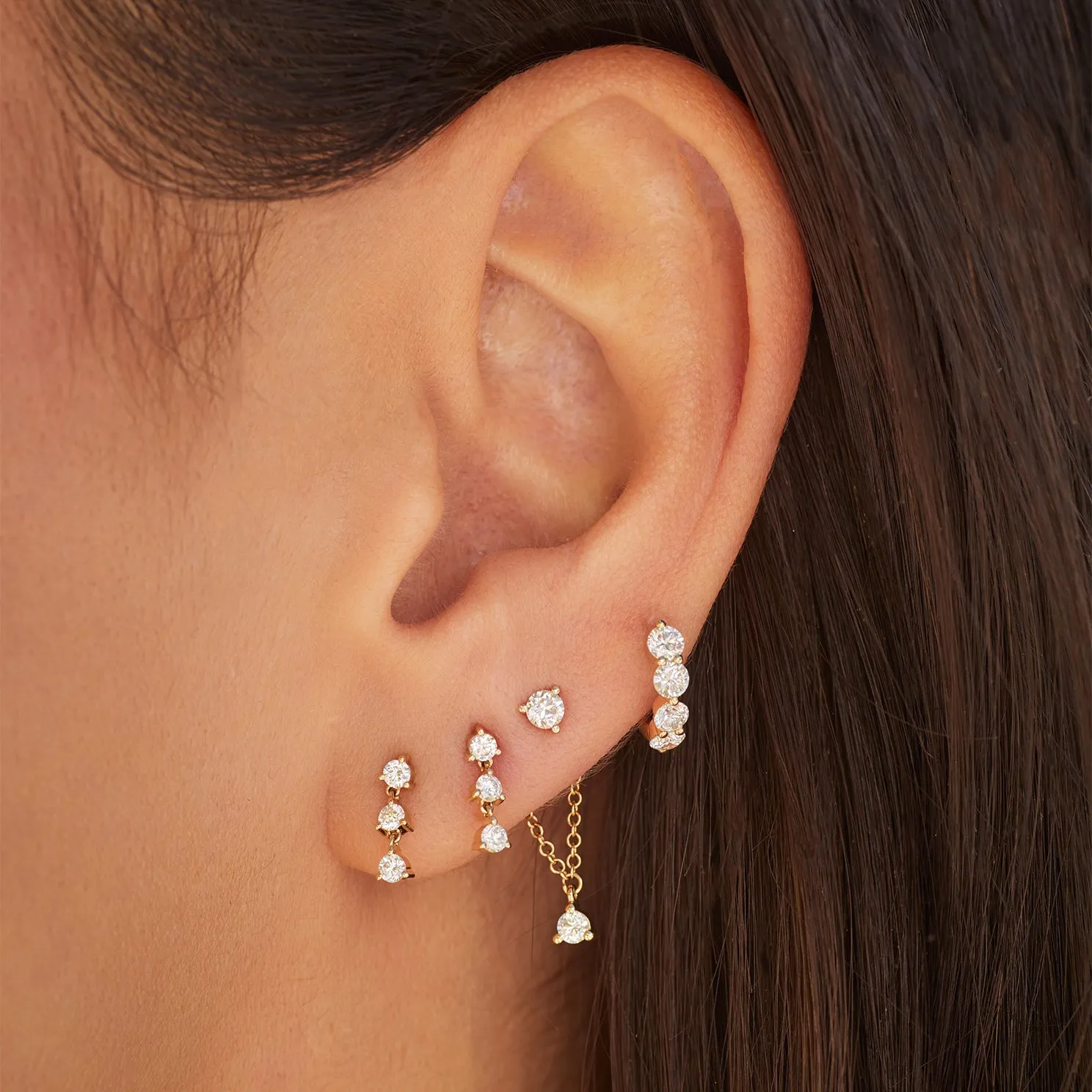 Triple Prong Set Diamond Stud Earring sold by EF Collection product image thumbnail 2