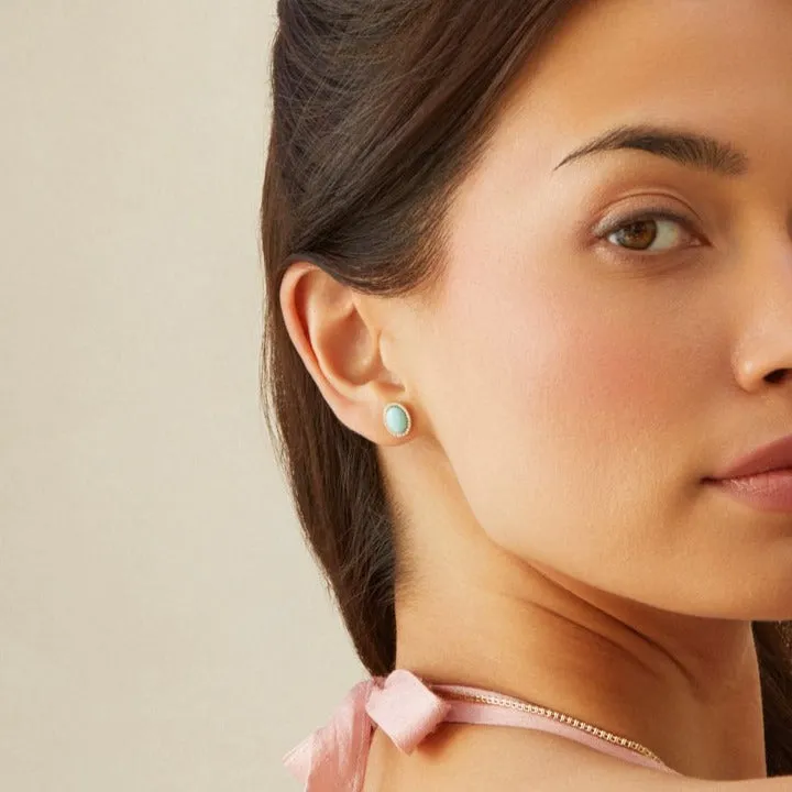 Diamond & Turquoise Cabochon Stud Earrings sold by EF Collection product image thumbnail 2