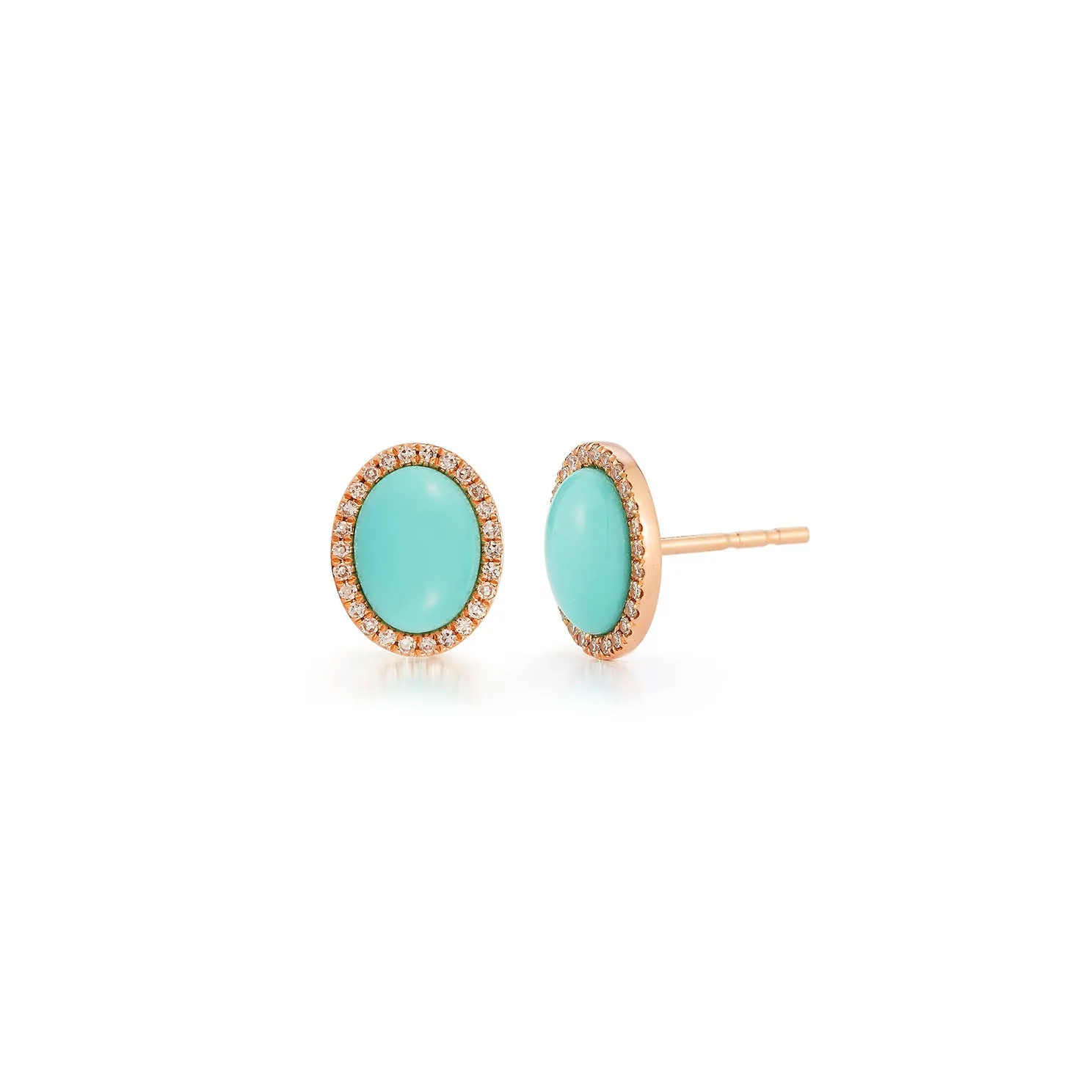 Diamond & Turquoise Cabochon Stud Earrings sold by EF Collection product image thumbnail 3