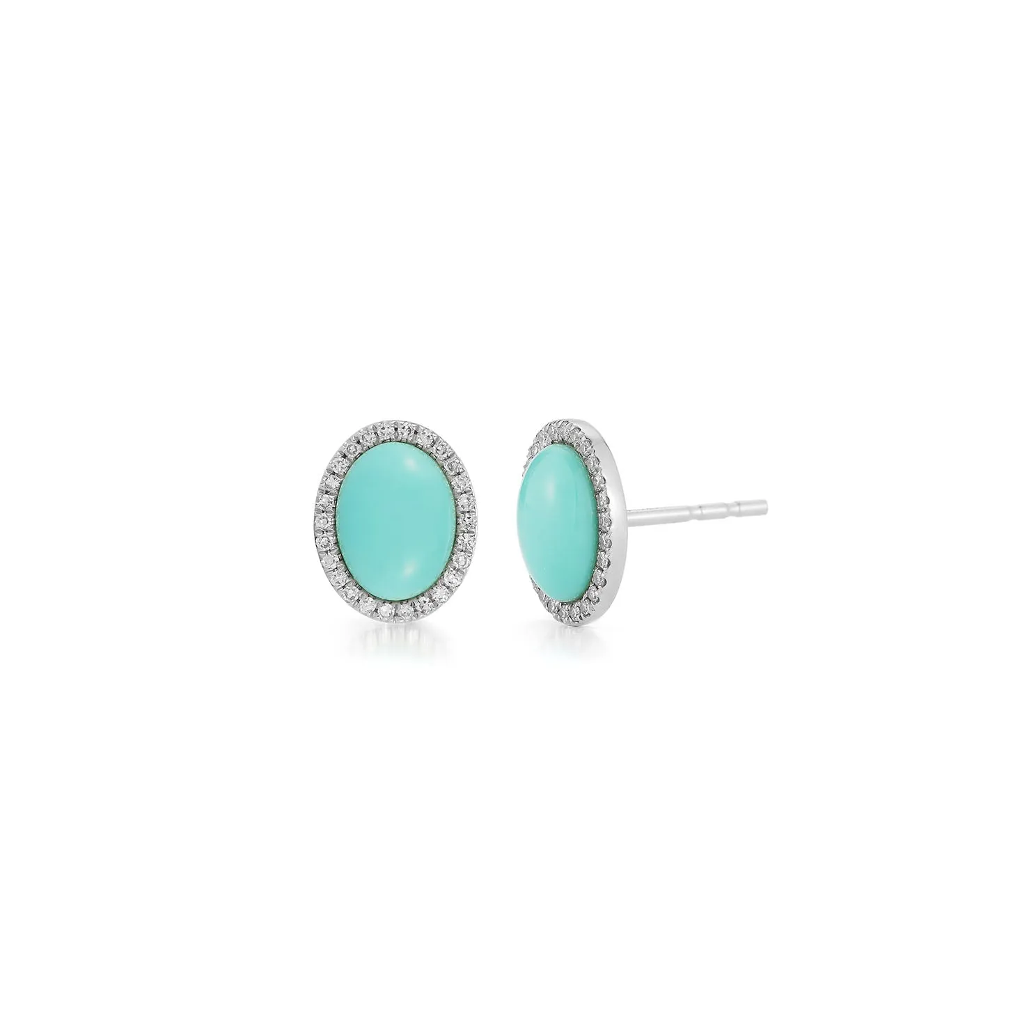Diamond & Turquoise Cabochon Stud Earrings sold by EF Collection product image thumbnail 4
