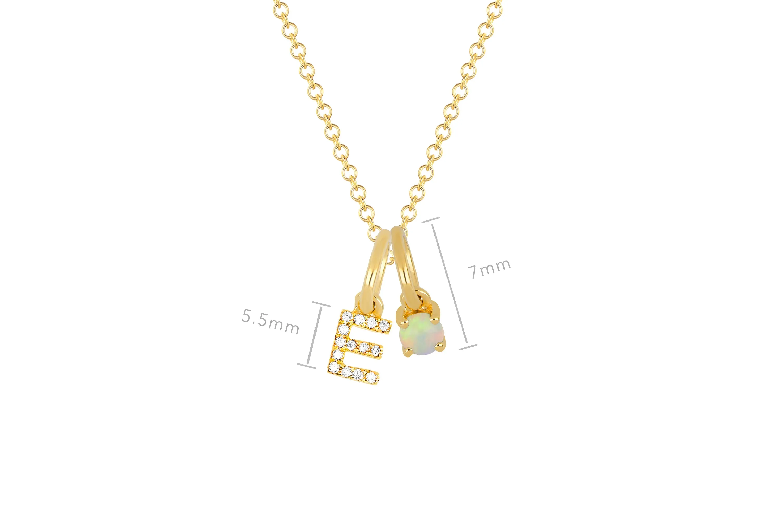 Opal Birthstone Initial Charm Necklace sold by EF Collection product image thumbnail 3