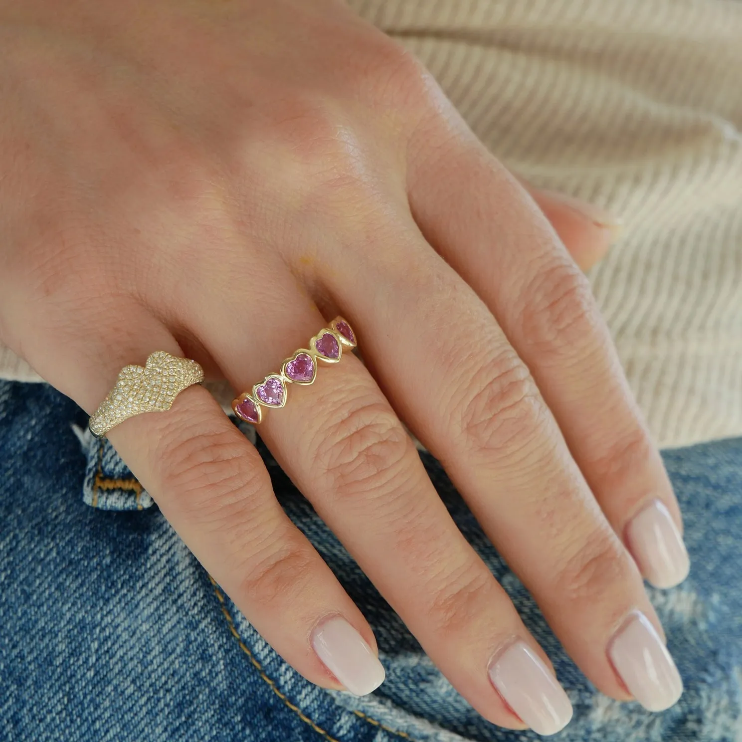 Pink Sapphire Multi Heart Ring sold by EF Collection product image thumbnail 2