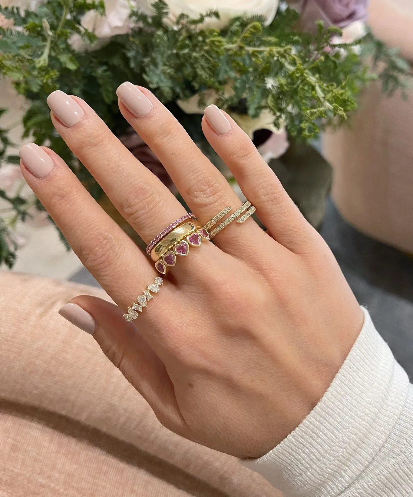 Pink Sapphire Multi Heart Ring sold by EF Collection product image thumbnail 4