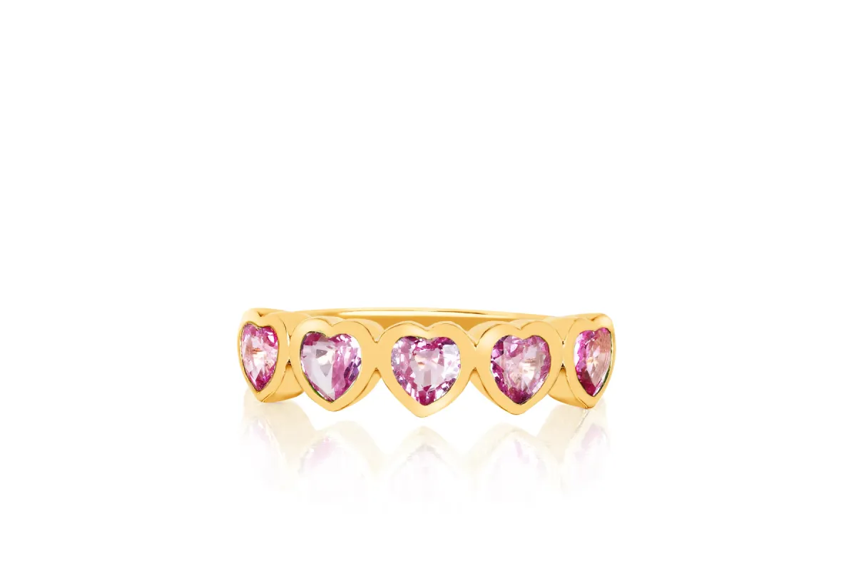 Pink Sapphire Multi Heart Ring sold by EF Collection