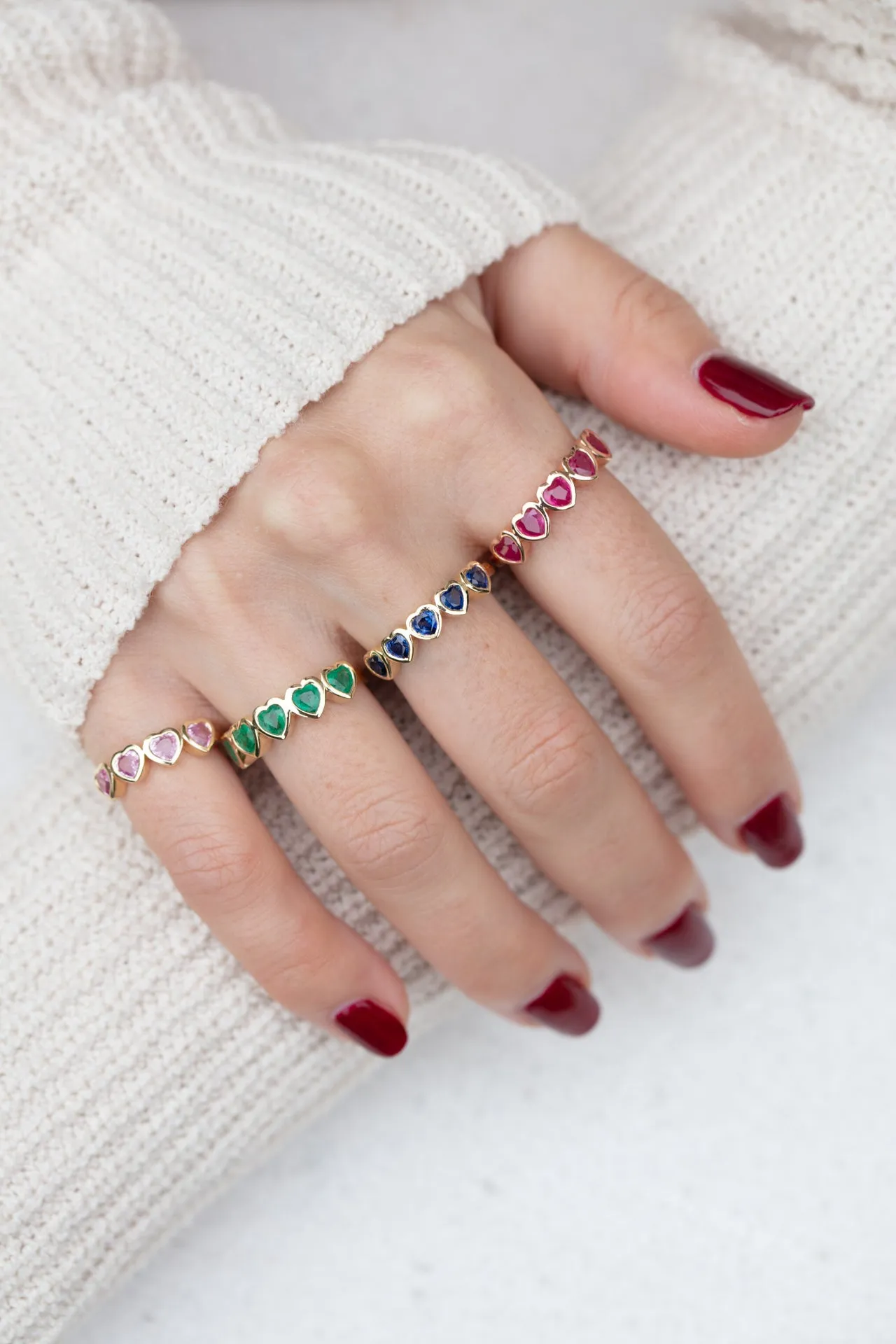 Pink Sapphire Multi Heart Ring sold by EF Collection product image thumbnail 5