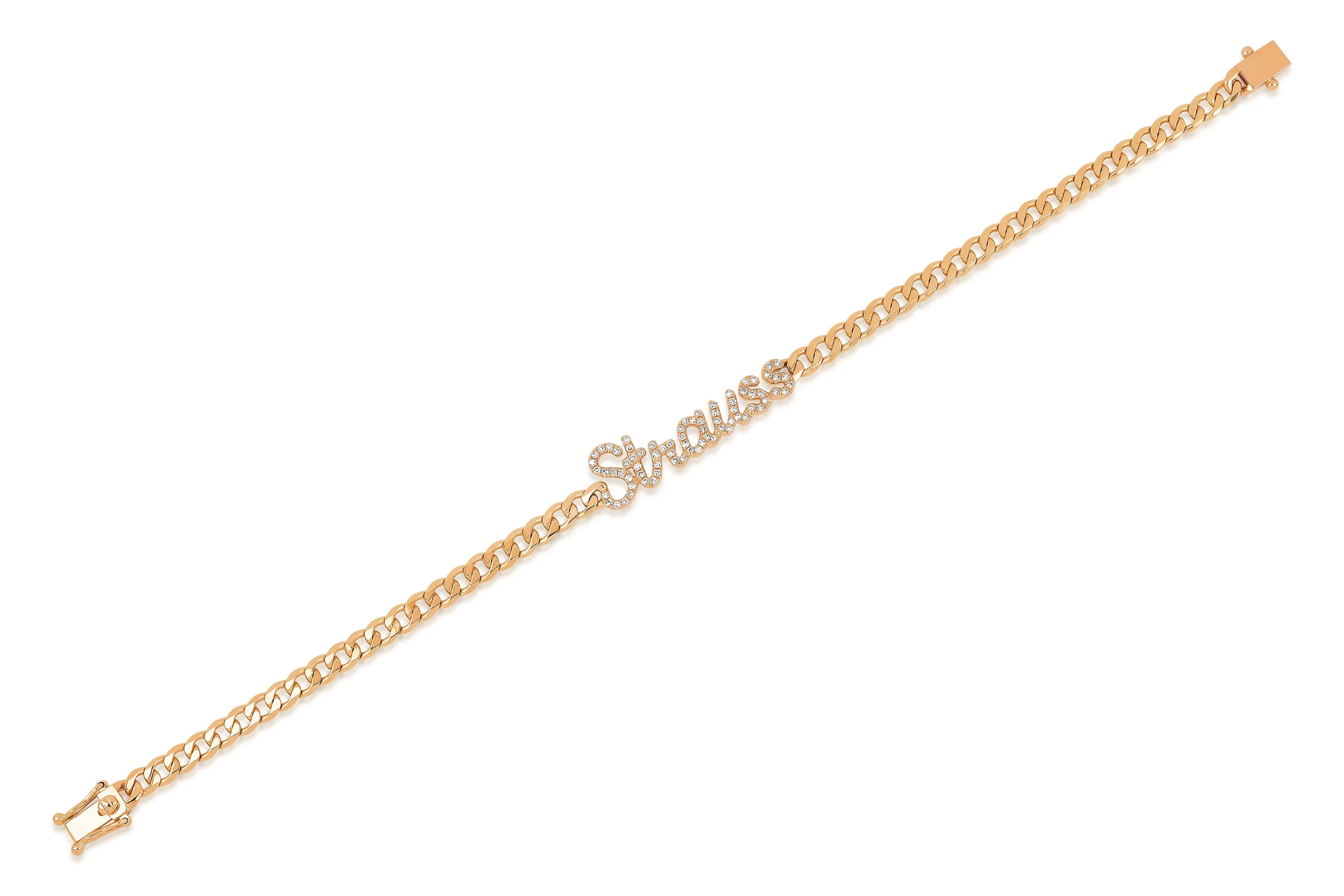 Diamond Script Name Curb Chain Bracelet sold by EF Collection product image thumbnail 3