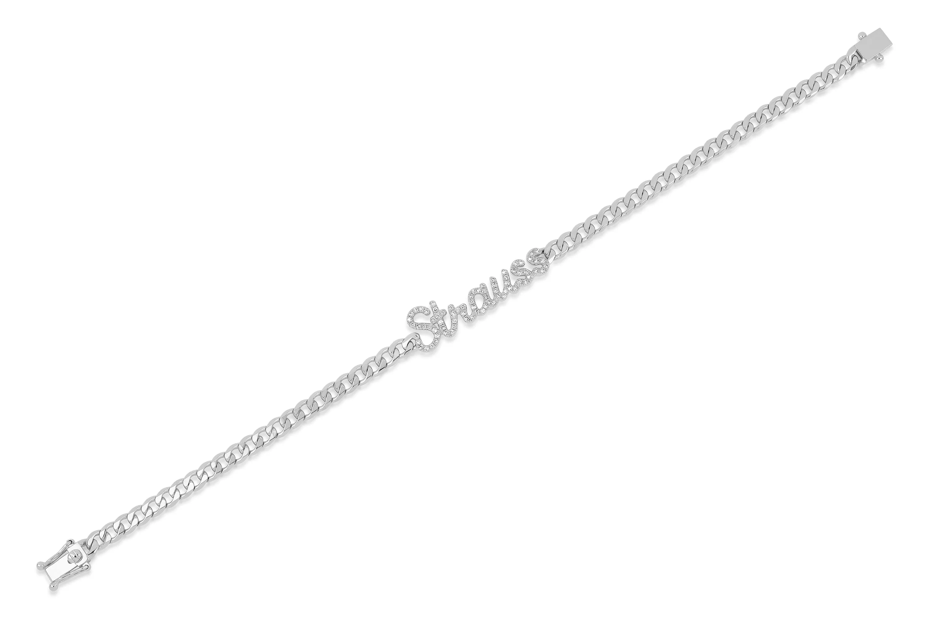 Diamond Script Name Curb Chain Bracelet sold by EF Collection product image thumbnail 4