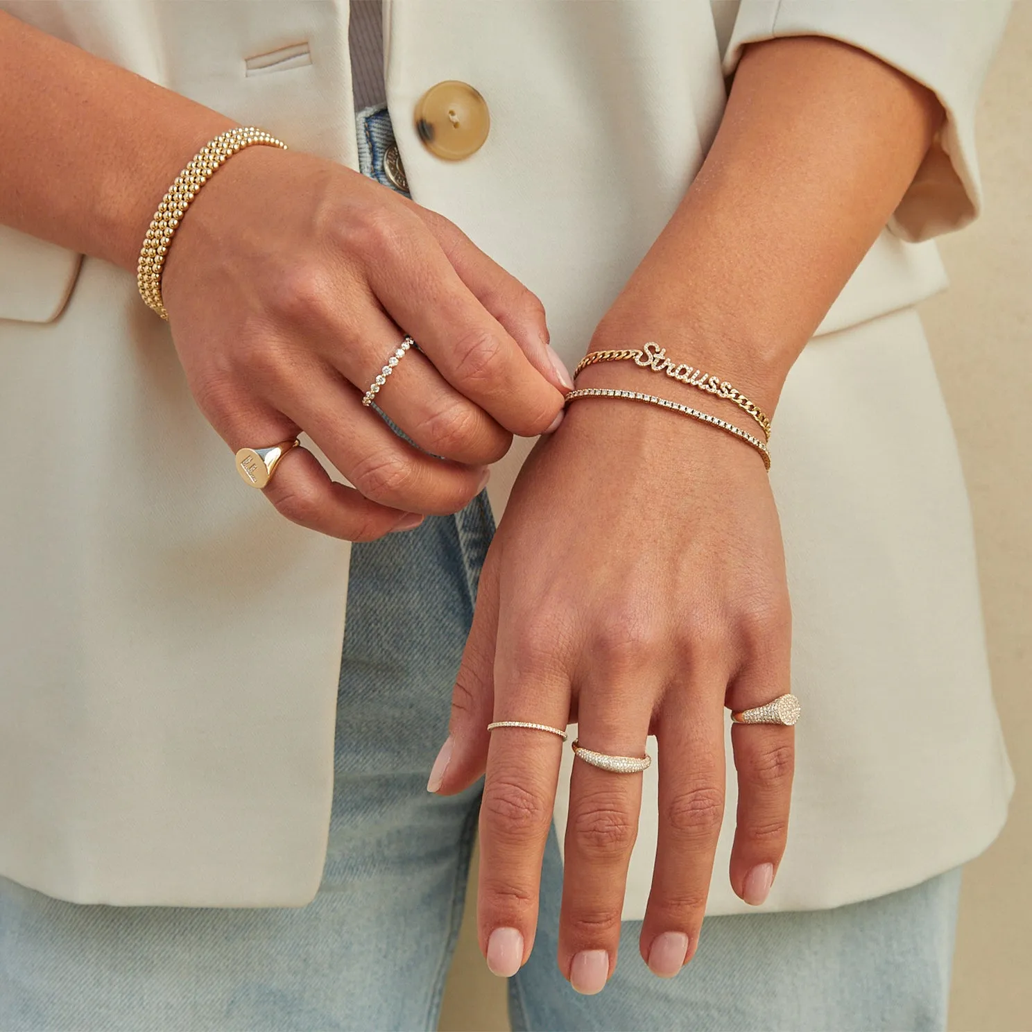 Diamond Script Name Curb Chain Bracelet sold by EF Collection product image thumbnail 2